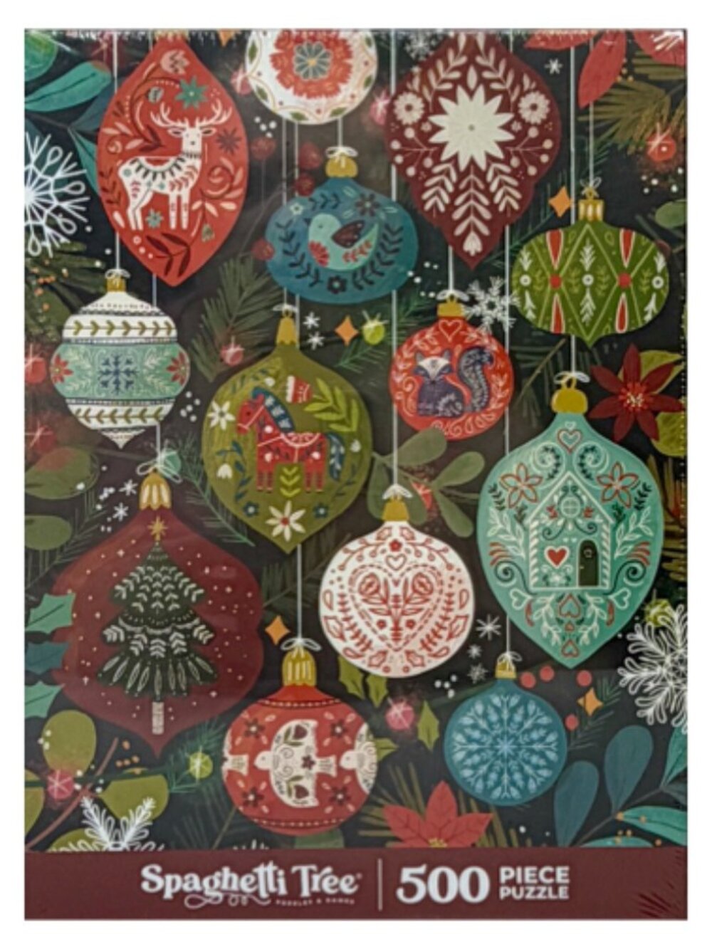 NEW Spaghetti Tree Yuletide Gleam 500 Piece Jigsaw Puzzle Scandinavian Folk Art
